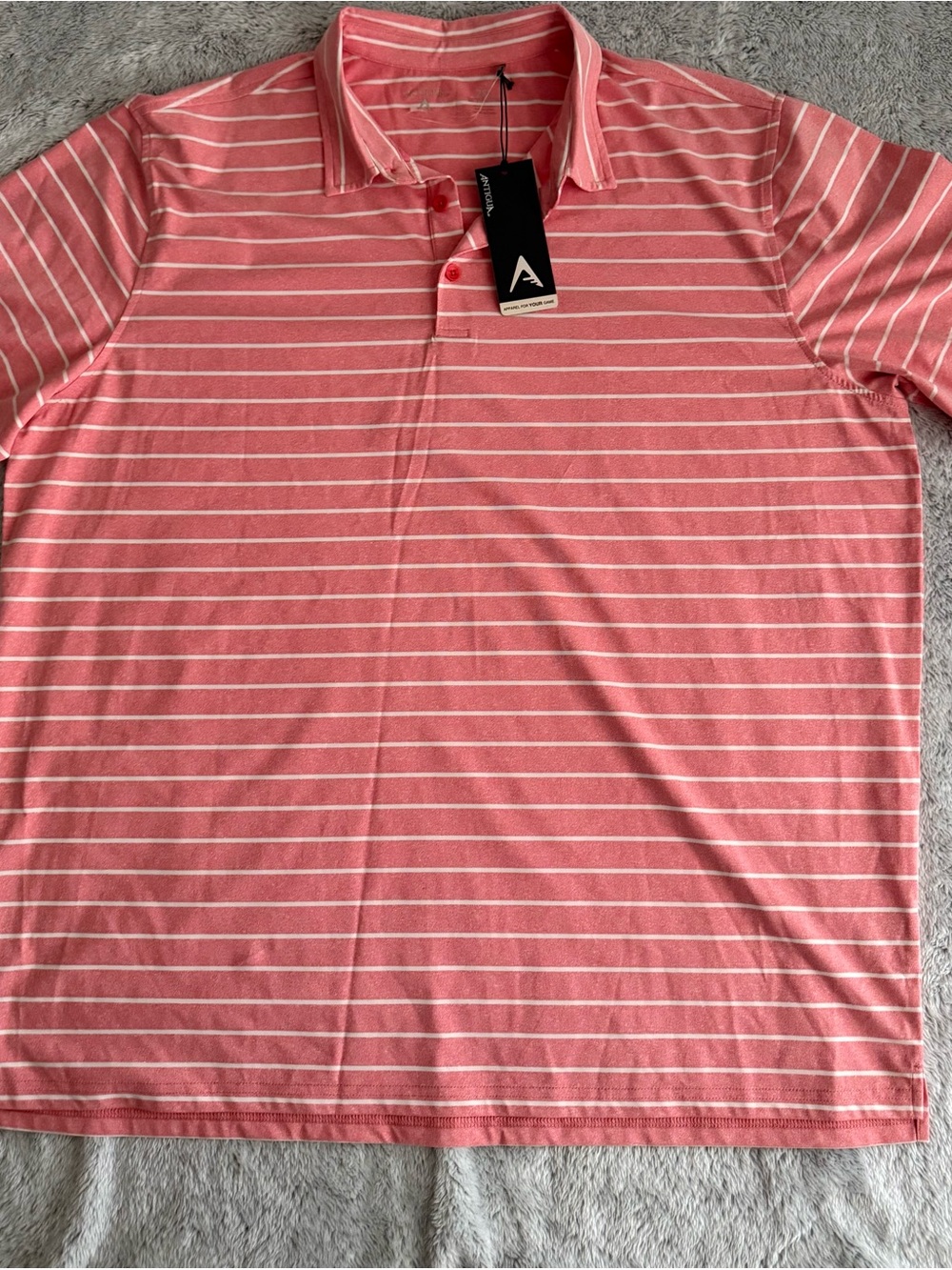 Antigua Men’s Coral Stripe Polo Shirt